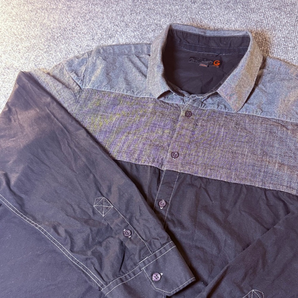 G By Guess Mens Long Sleeve Button Up Shirt Colorblock Casual
